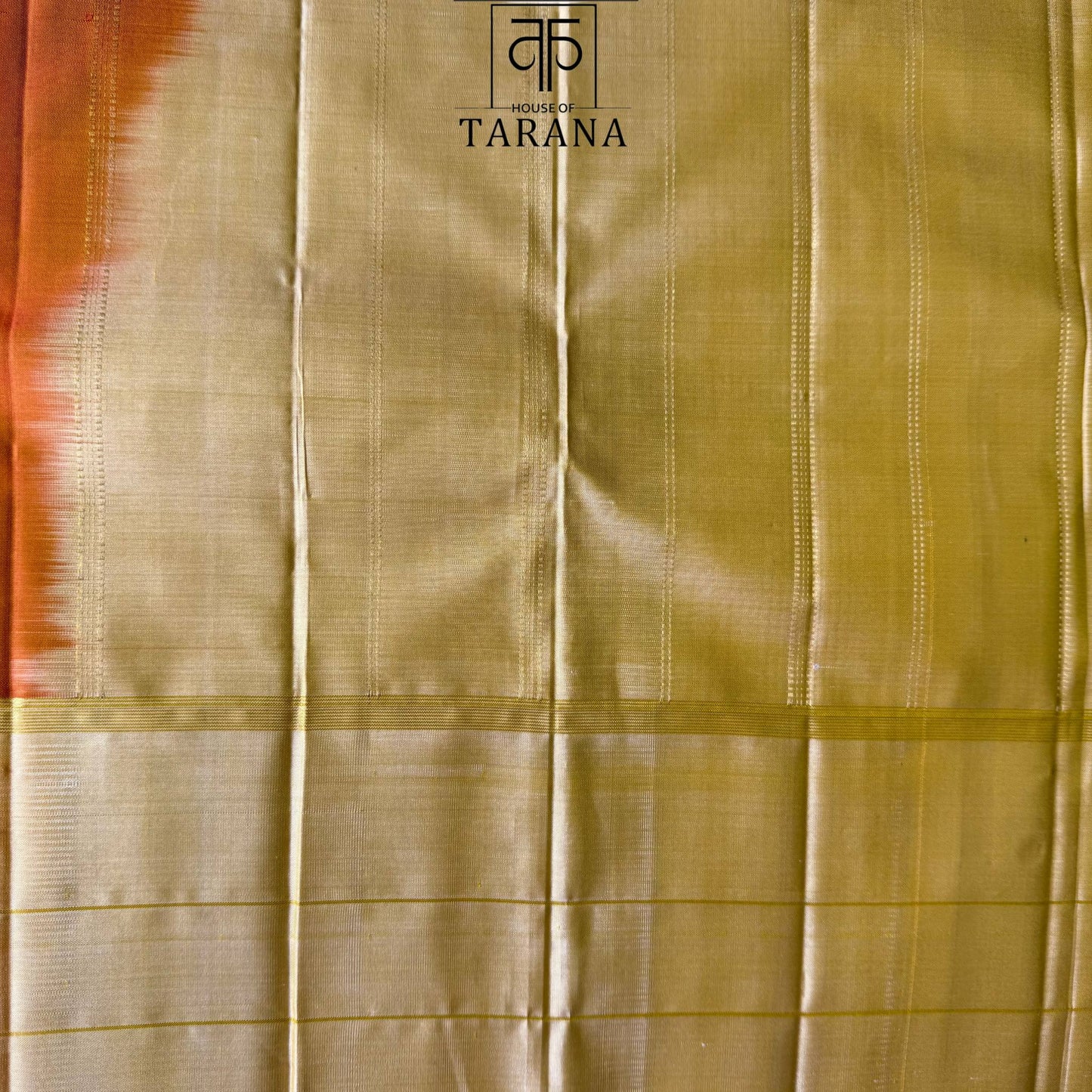 Burnt orange with pastel gold kanjivaram silk saree