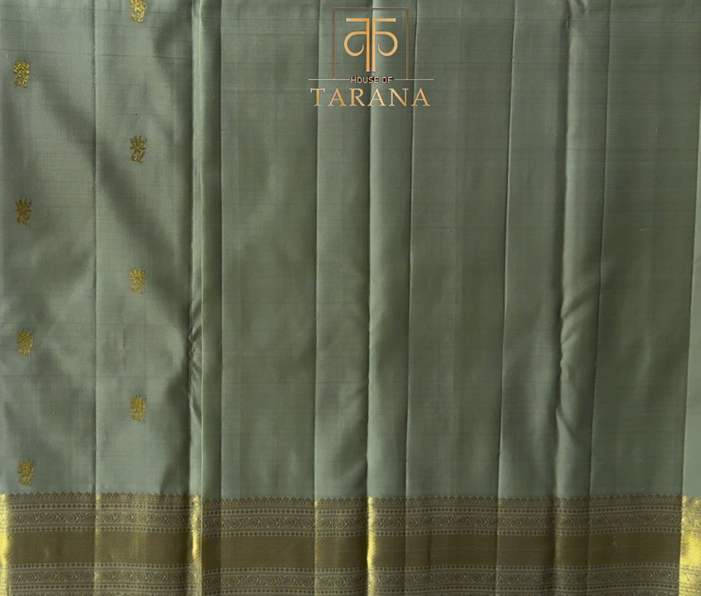 Pastel mint green with golden zari kanjivaram silk saree