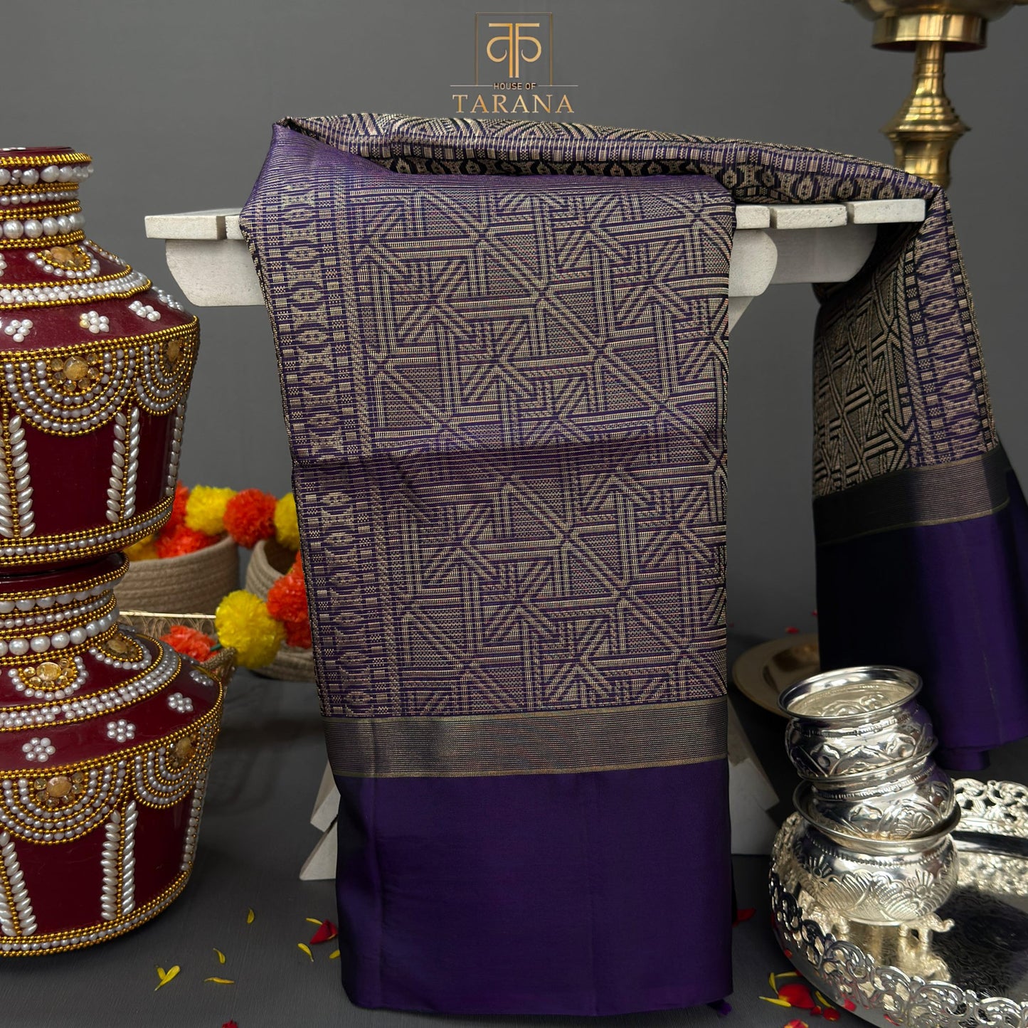 Royal purple kanjivaram soft silk saree