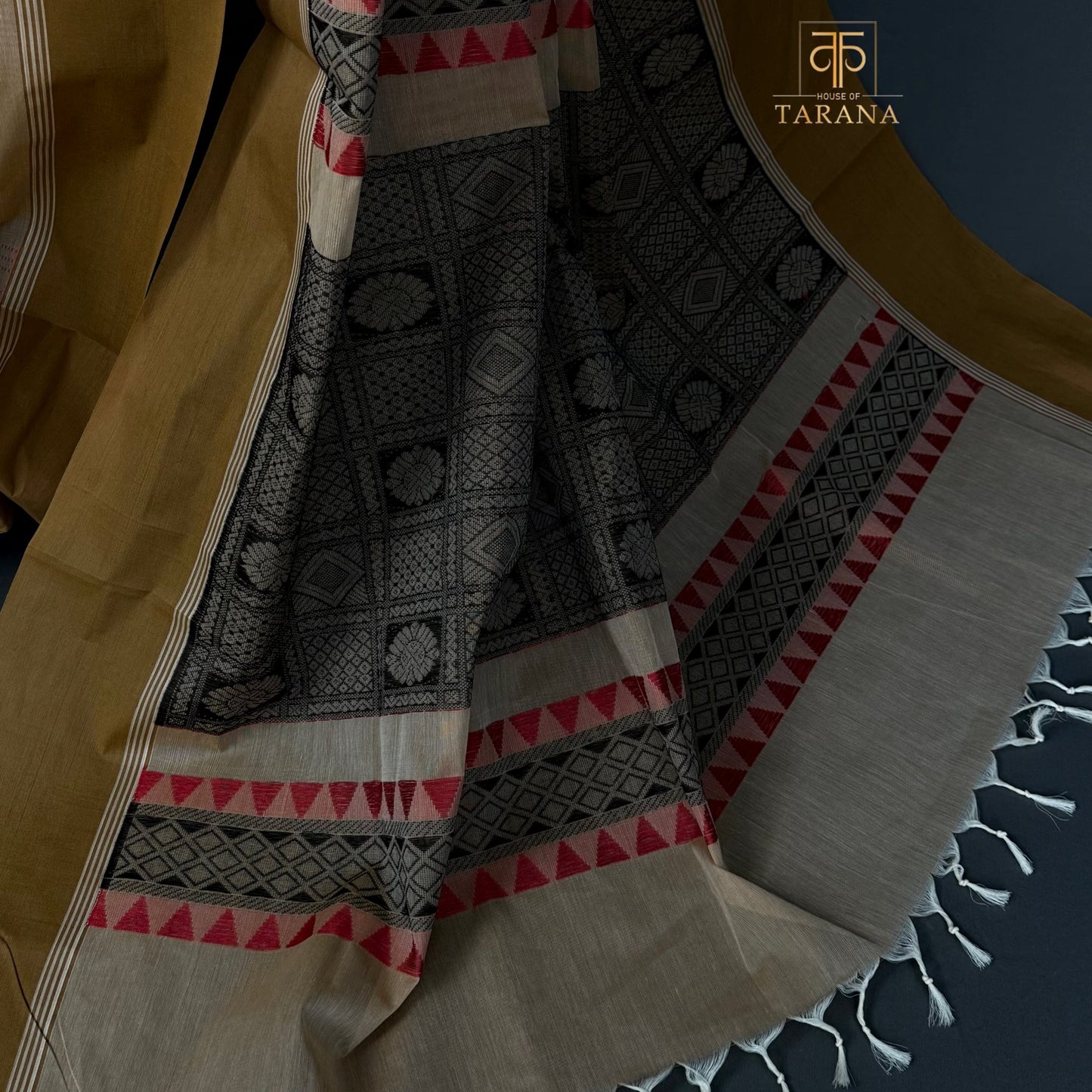 Beige with Mustard Chettinad Cotton Saree