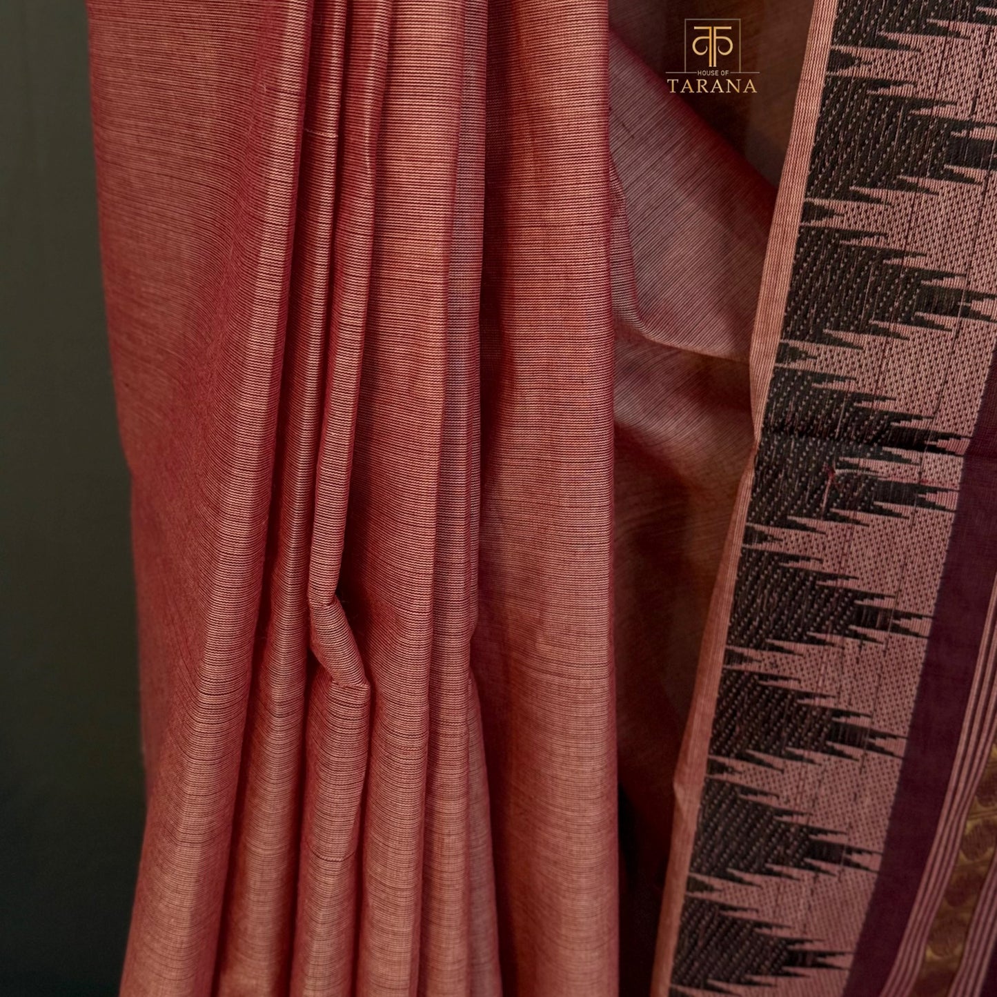 Terracotta with maroon Chettinad Cotton Saree