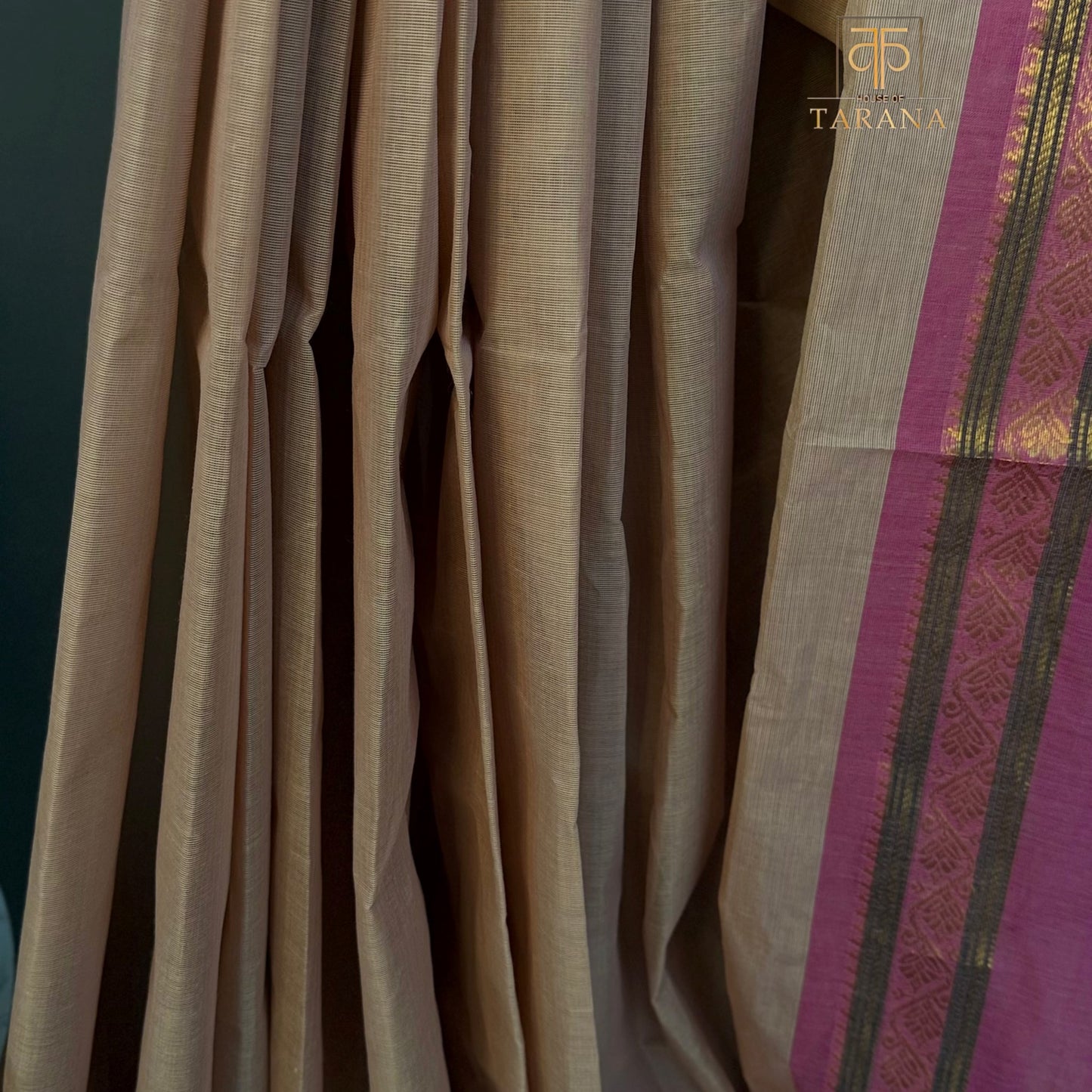 Cream with pink Chettinad Cotton saree