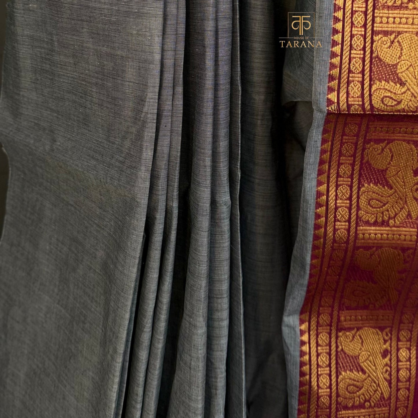 Grey with pink Chettinad Cotton Saree