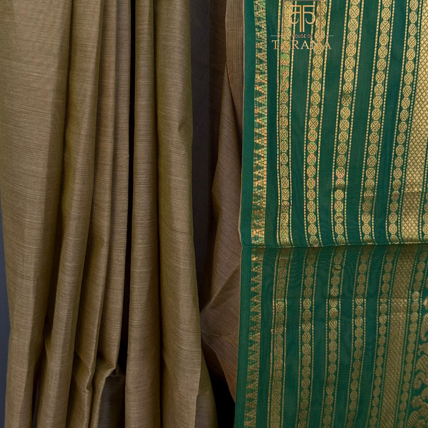 Olive Brown with Green Chettinad Cotton Saree
