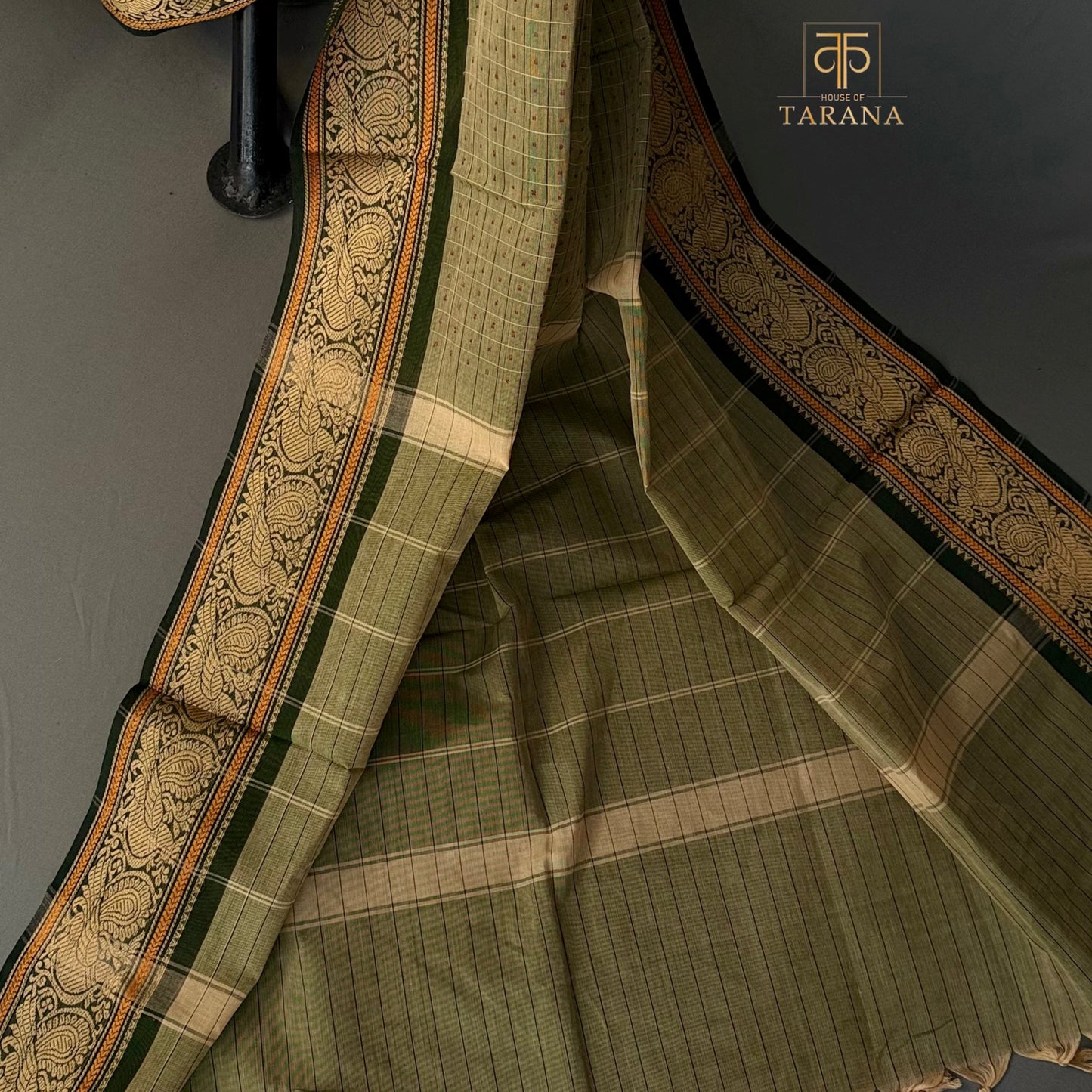 Olive Green with Green Chettinad Cotton Saree