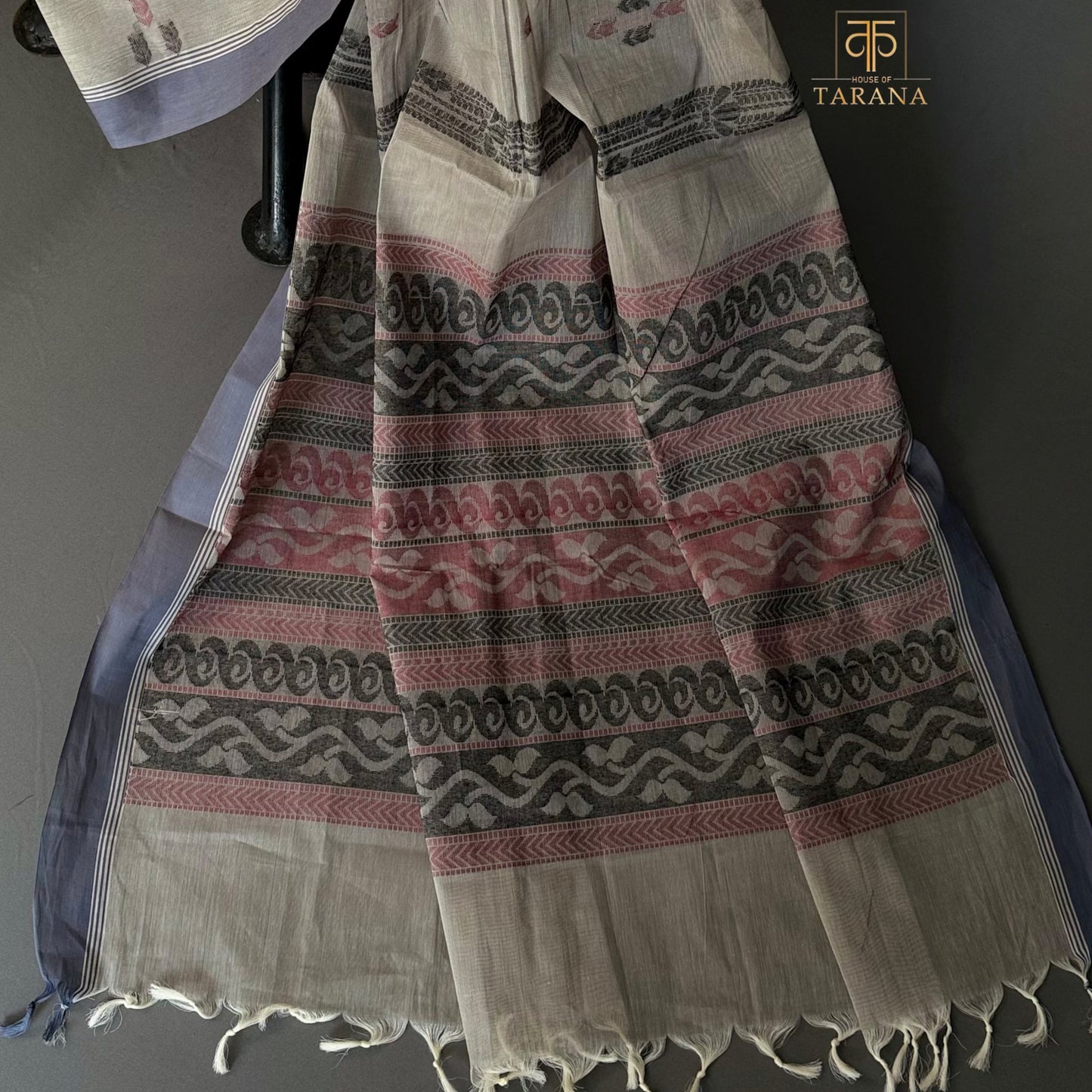 Grey with Lavender grey Chettinad Cotton Saree