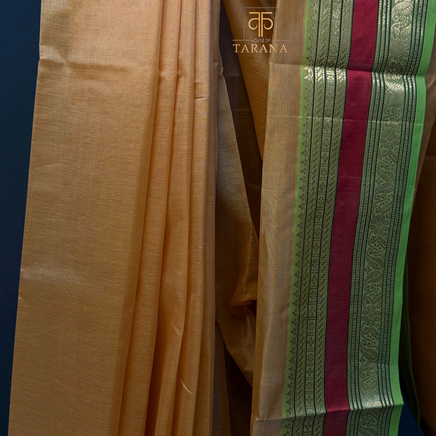 Golden yellow with green Silk Cotton