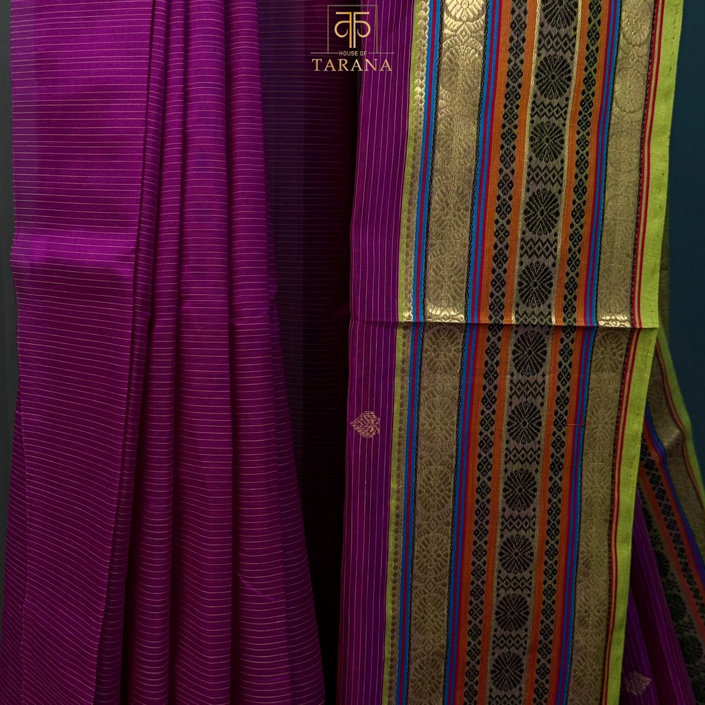 Deep pink with green Silk Cotton