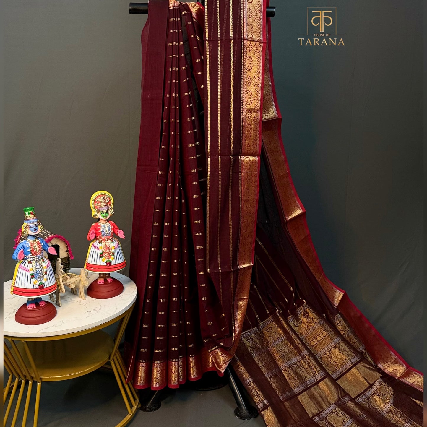 Deep Maroon with Red Silk Cotton