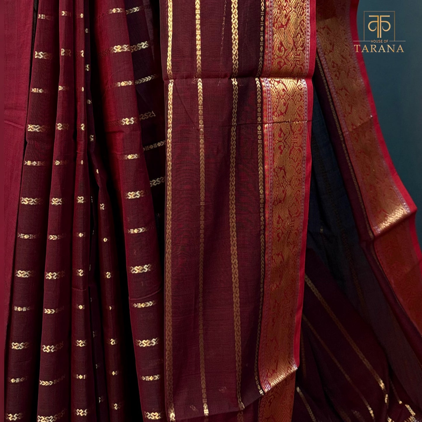 Deep Maroon with Red Silk Cotton