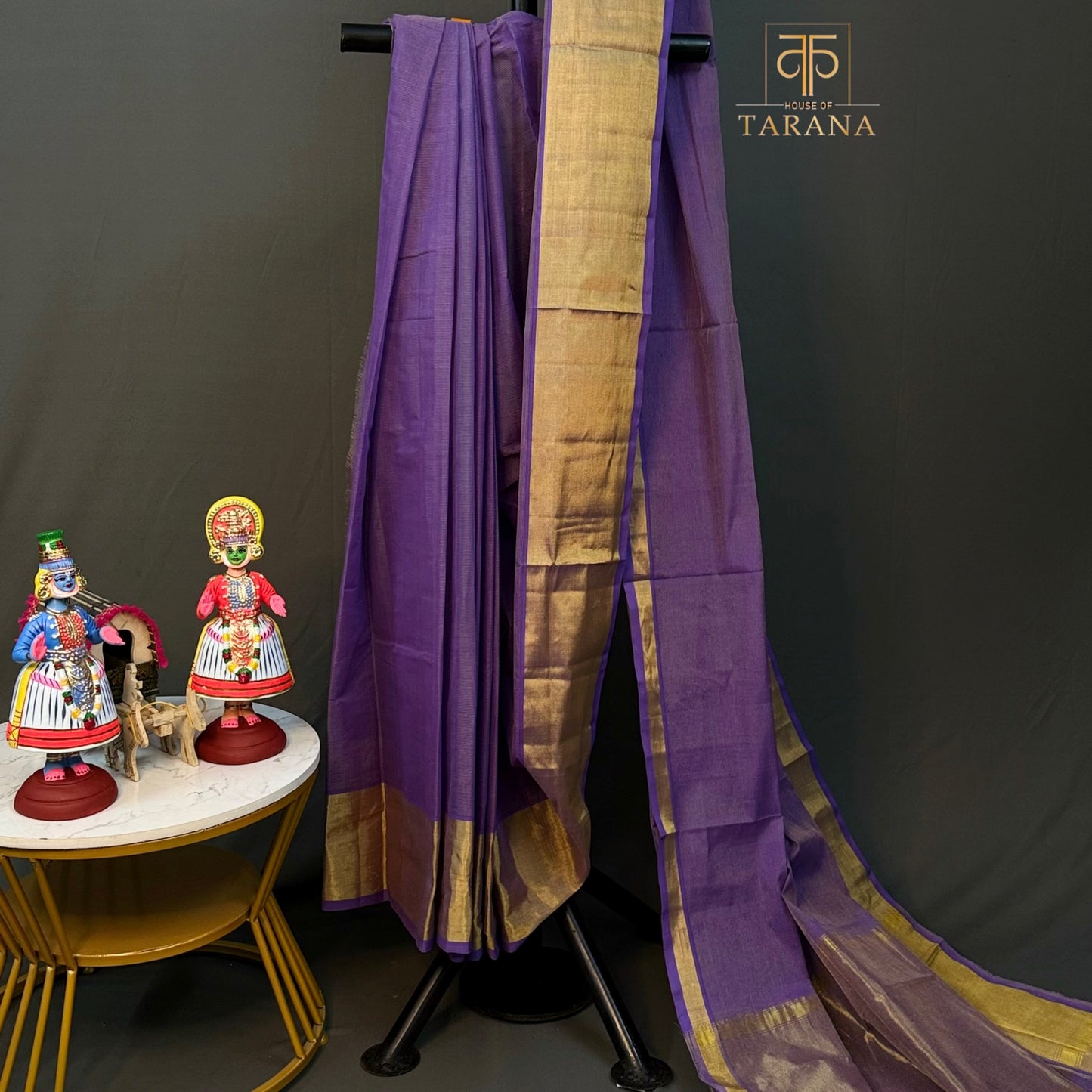 Purple with Gold Cotton Saree