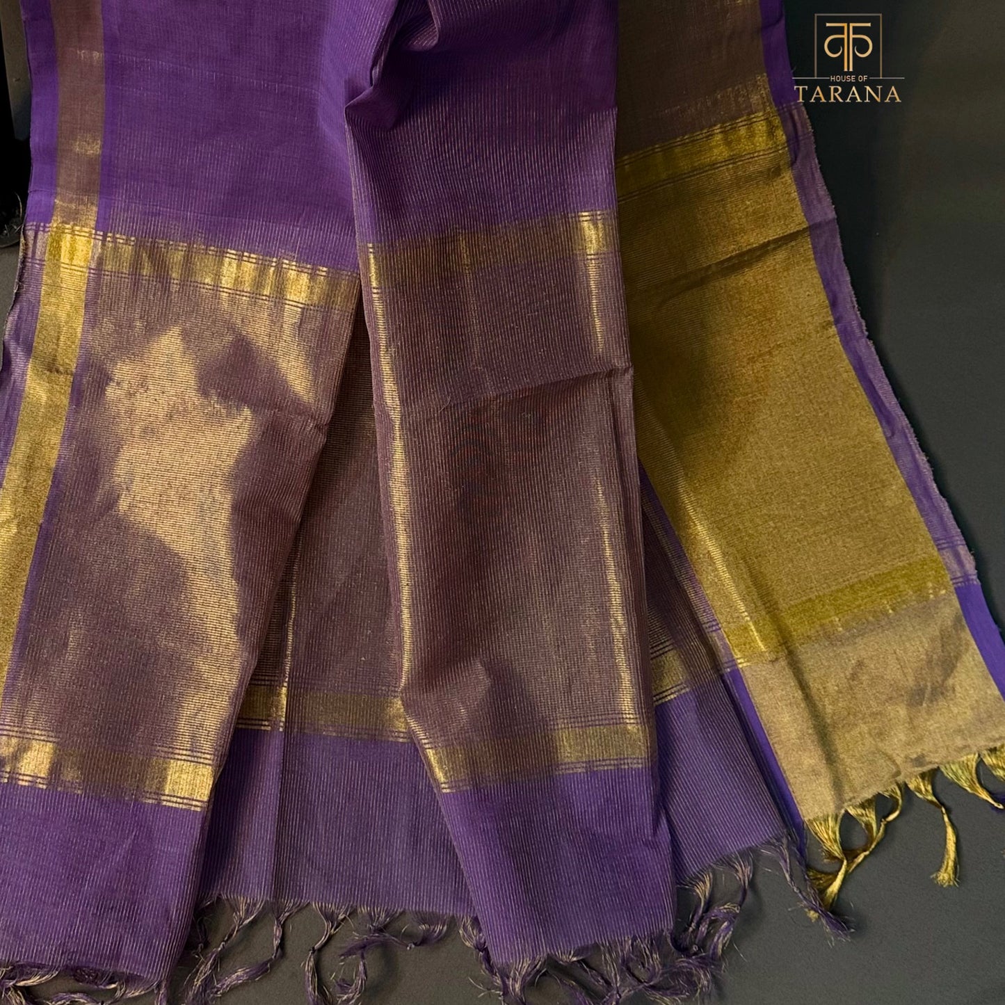 Purple with Gold Cotton Saree