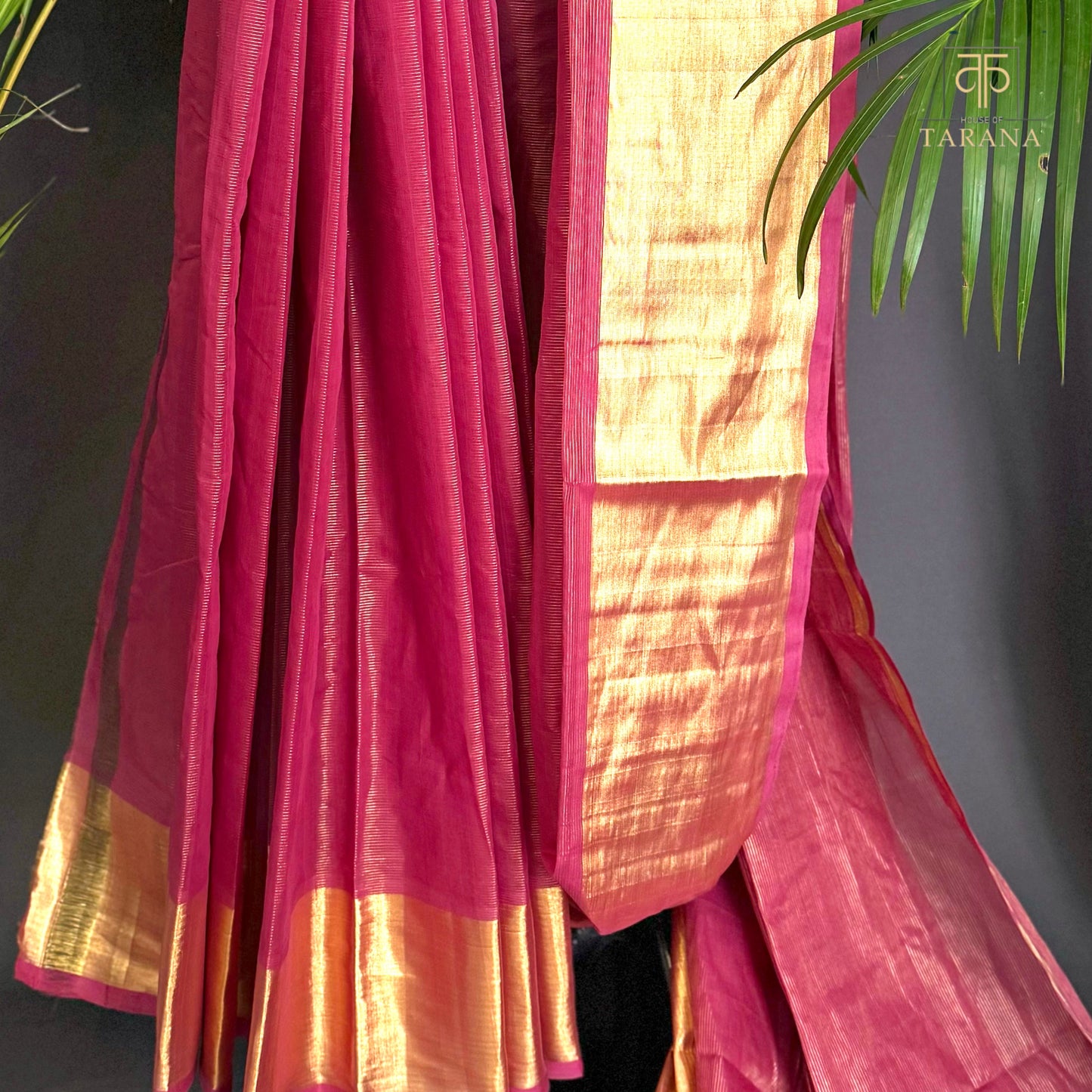 Burgundy with Gold Cotton Saree