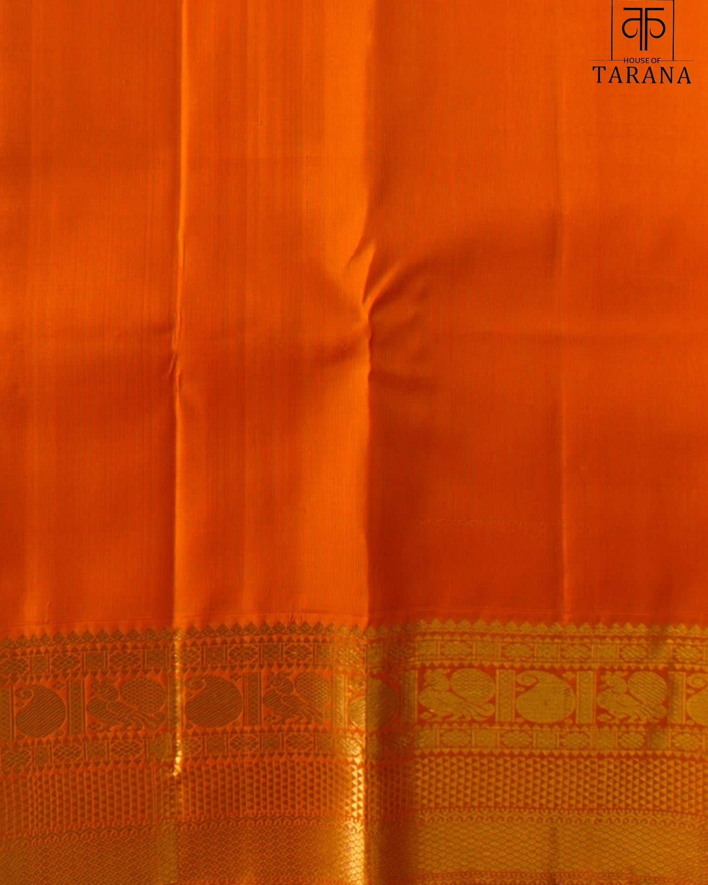 Royal blue with rich golden orange kanjivaram silk saree