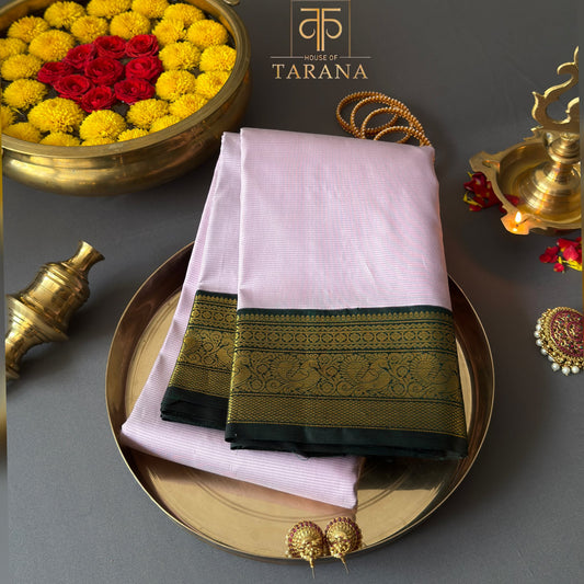 Lite lavender with dark green kanjivaram silk saree