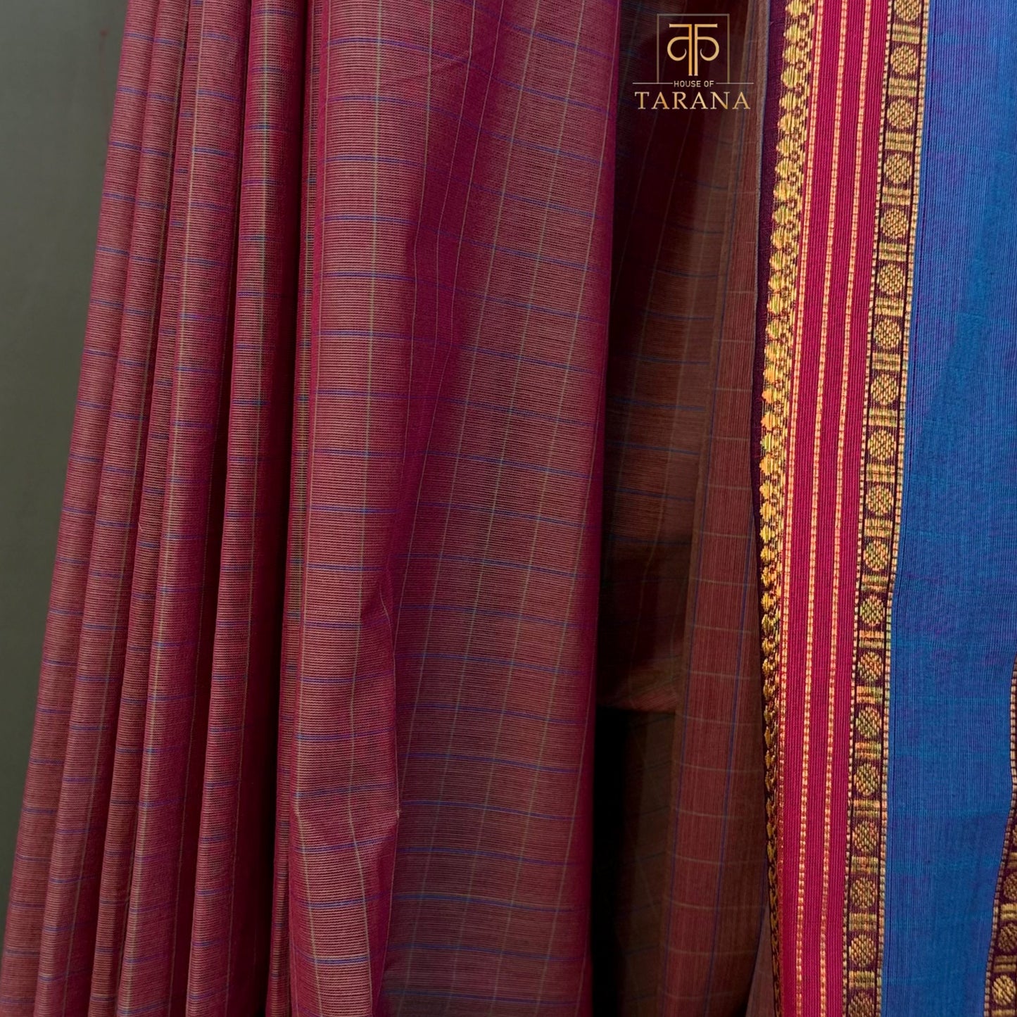 Reddish brown with purple Chettinad Cotton Saree