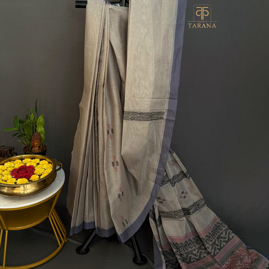 Grey with Lavender grey Chettinad Cotton Saree