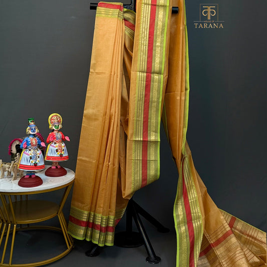 Golden yellow with green  Silk Cotton