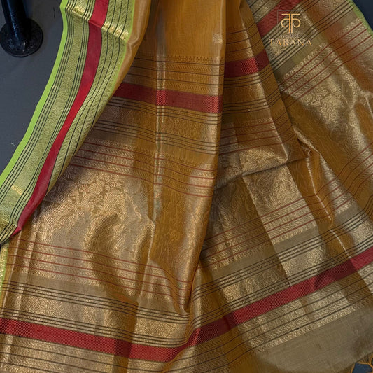 Golden yellow with green  Silk Cotton