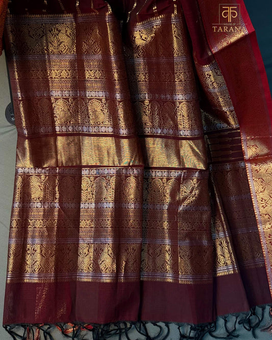 Deep Maroon with Red Silk Cotton