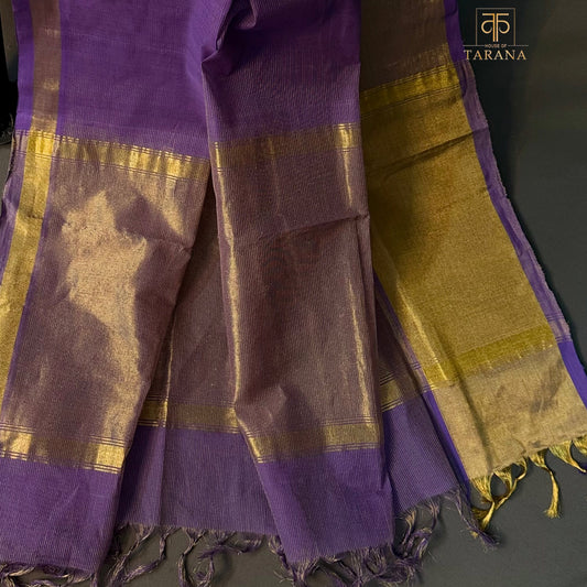 Purple with Gold  Cotton Saree
