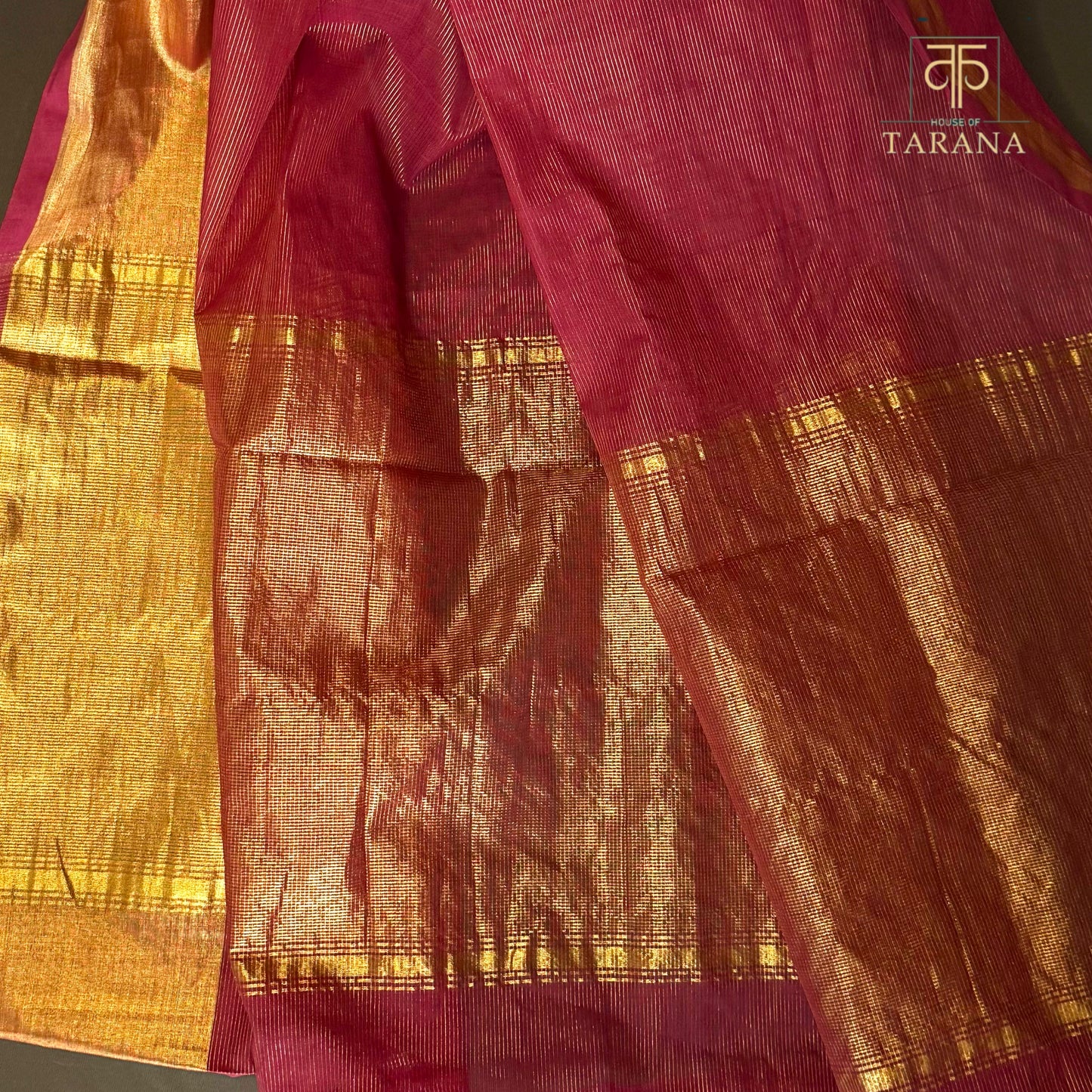 Burgundy with Gold  Cotton Saree